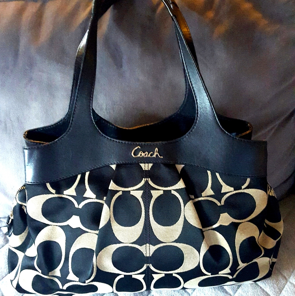 Coach black and white Lexi Satchel